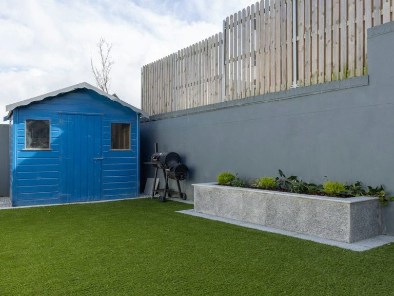 A beautiful artificial grass installation in this modern back garden. Artificial grass installed in back garden.